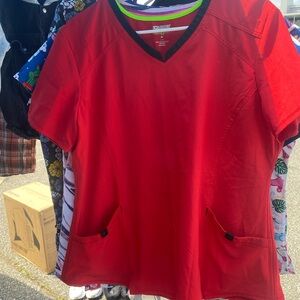 Scrubstar Red V-Neck Scrub Top